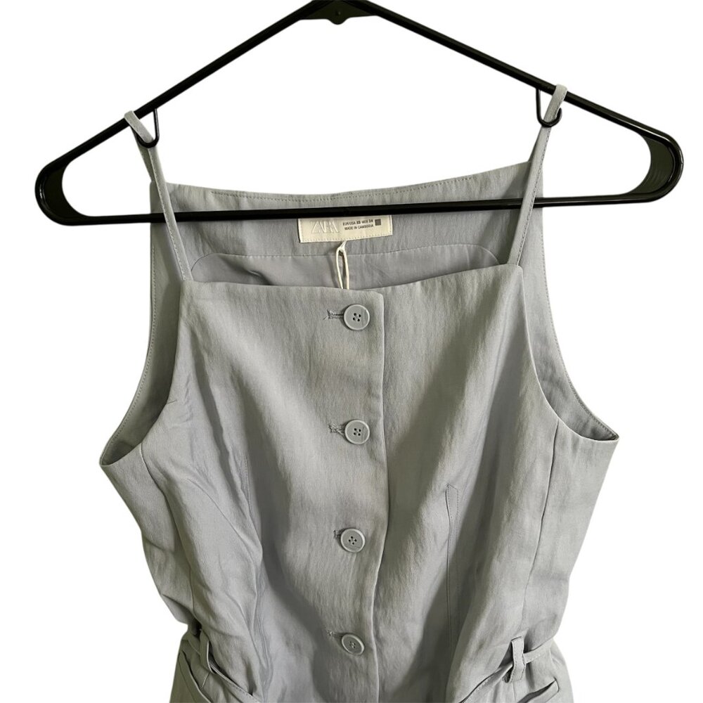 Zara Light Blue Beaded Belt Vest & High-Waisted Straight Leg Pants Co-Ord Set XS - Picture 10 of 16